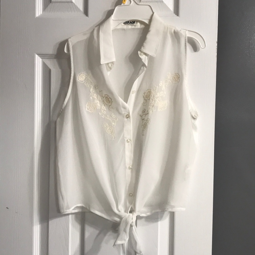 Garage Sheer White Crop Top